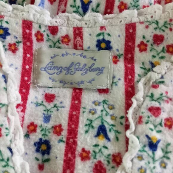 LANZ of SALZBURG Flannel Nightie PLUS SZ 1X 2X Floral Print Cotton 1/2 Button - Picture 5 of 8